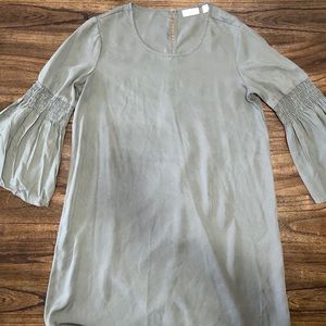 New York & Company Bell Sleeve Olive Green Dress